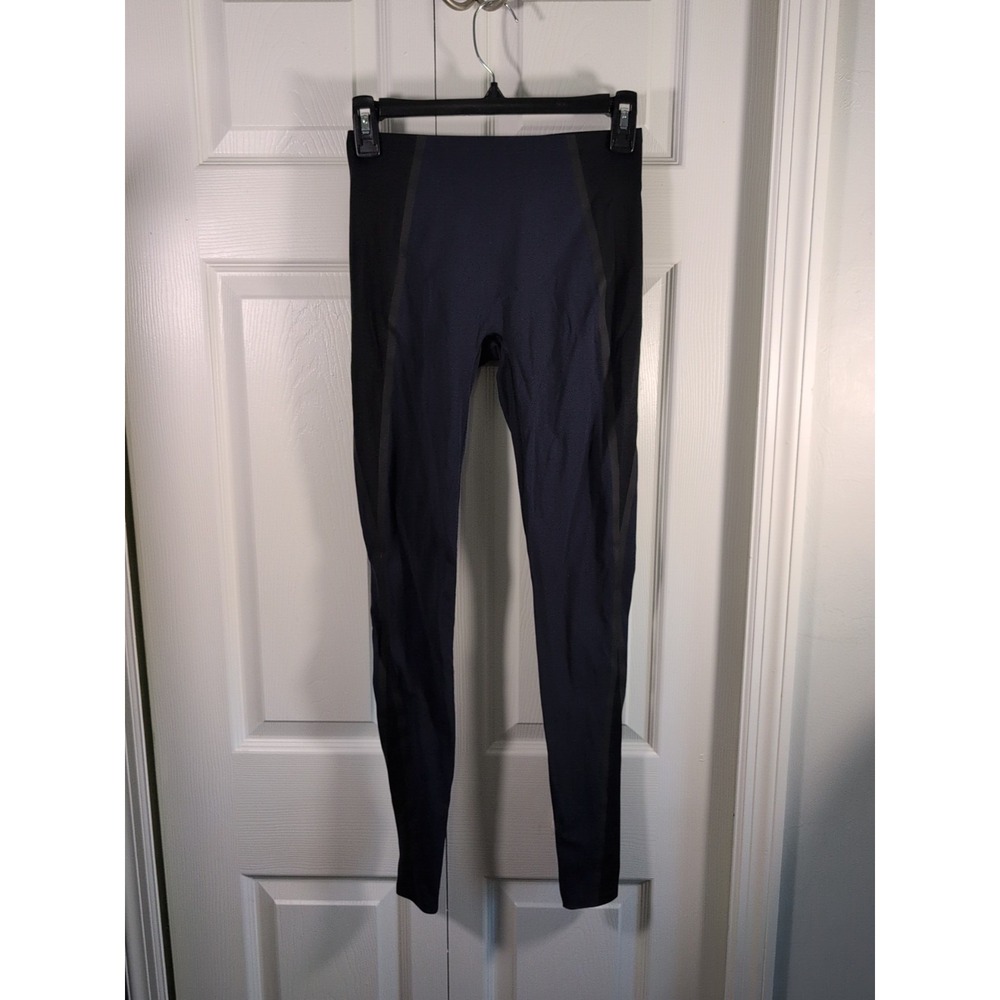 NWOT $110 Spanx Womens Mesh Contour Leggings Blue & Black Size XS